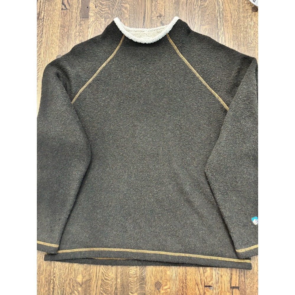 Kuhl Alf Sweater Womens Lrg Brown Alfpaca Fleece Crewneck Thermal Knit Pullover